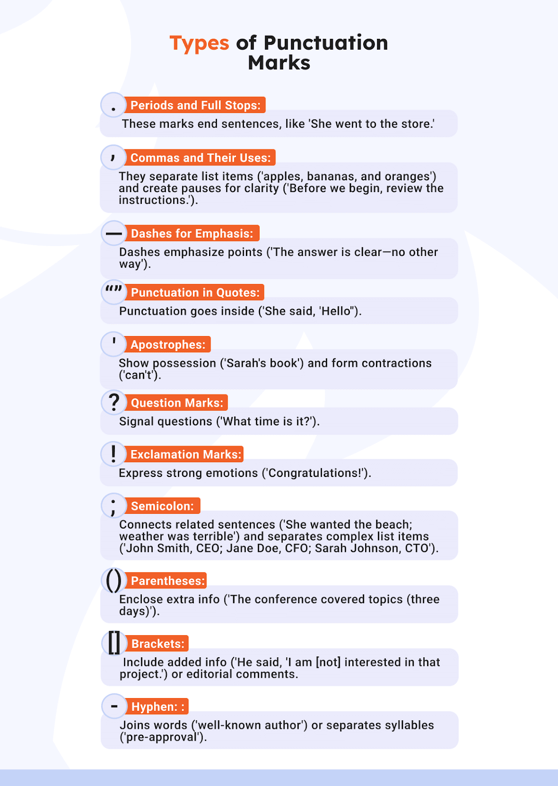 types of punctuation marks